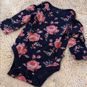Baby Gap Floral Roses Navy Kids One Piece Onesie 12-18m Girls